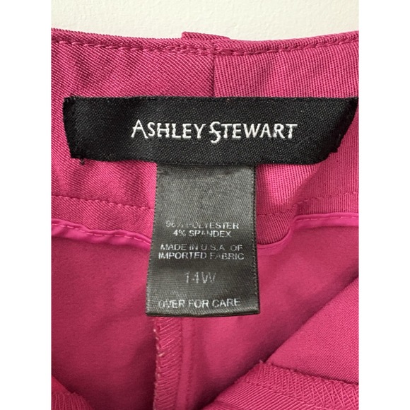 Ashley Stewart Capri Pants Women's 14W Hot Pink Front Pockets Button Stretch - Picture 6 of 8